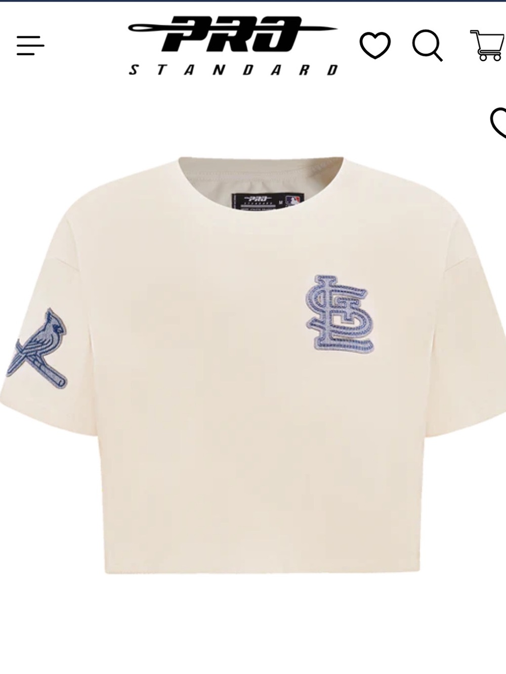 Pro Standard Women’s Cream Cropped Jersey with Blue Logo Patches